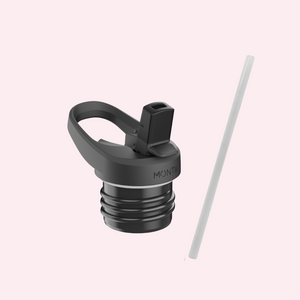 MontiiCo Classic Drink Bottle Lid - Sipper & Straw - Black - Original Size