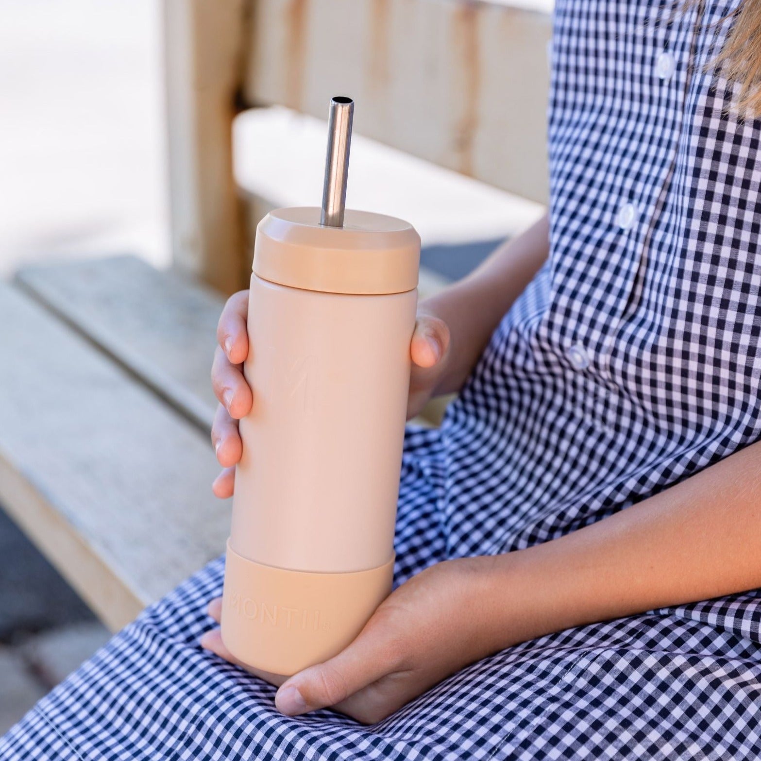 MontiiCo 475ml Smoothie Cup & Stainless Straw - Dune
