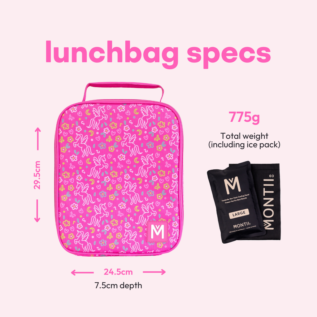 MontiiCo Large Insulated Lunch Bag Unicorn Magic Lunchbox Mini