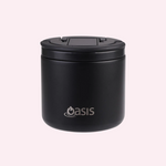 Oasis Food Flask with Quick Release Lid + Cutlery - 500mL - Black
