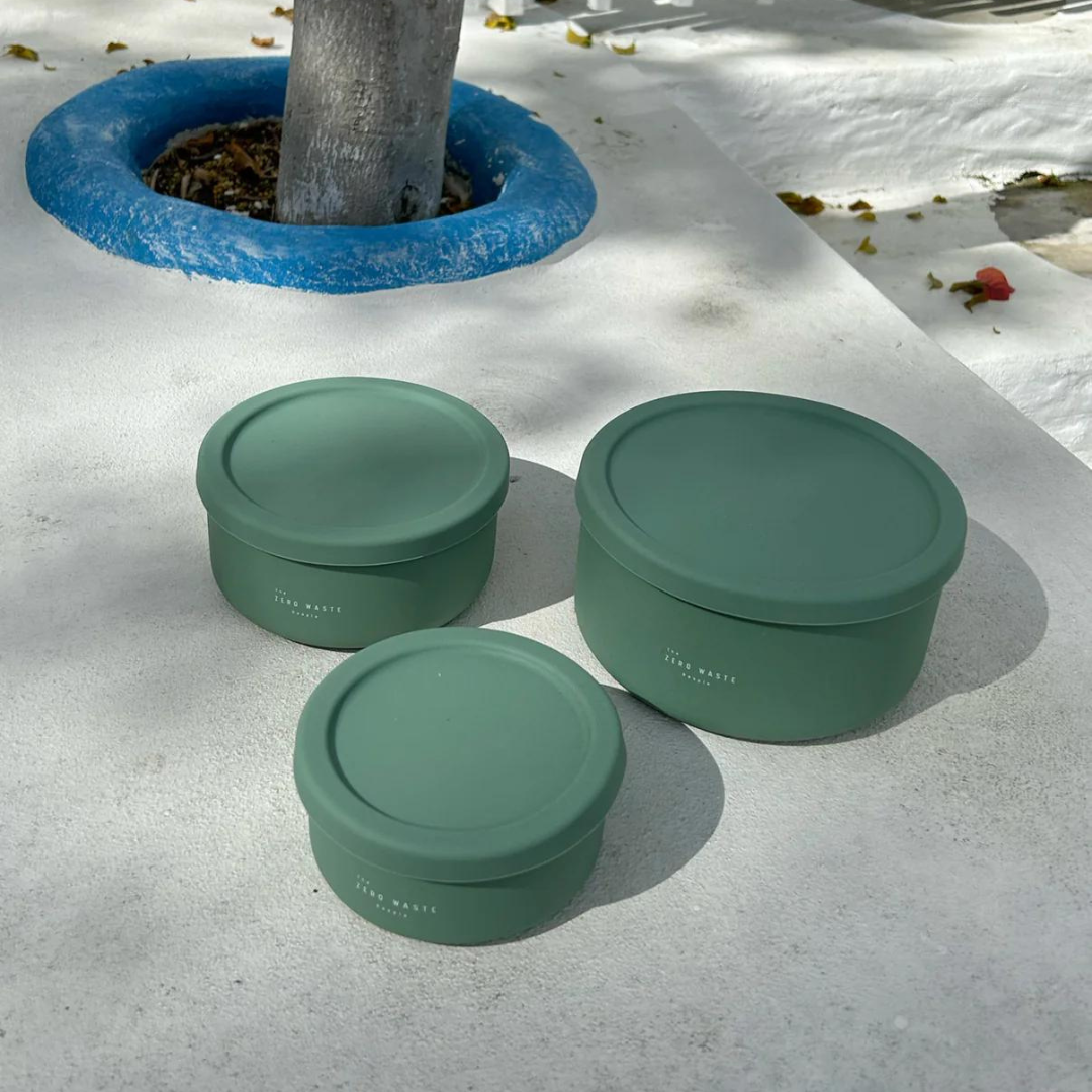 The Zero Waste People Small Round Silicone Container - Sage