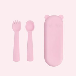 We Might Be Tiny Feedie Fork & Spoon - Powder Pink