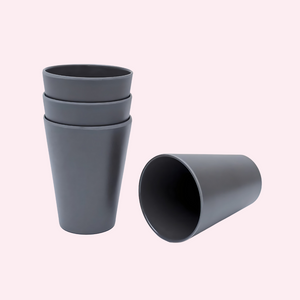 bobo&boo BIG Kid-Sized Bamboo Cup Set (480ml) – Charcoal Grey