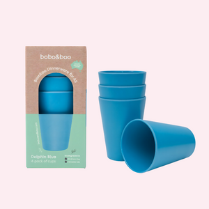bobo&boo BIG kid-sized bamboo cup set (480mL) – Dolphin Blue