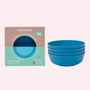 bobo&boo Bamboo Bowl Set - Dolphin Blue